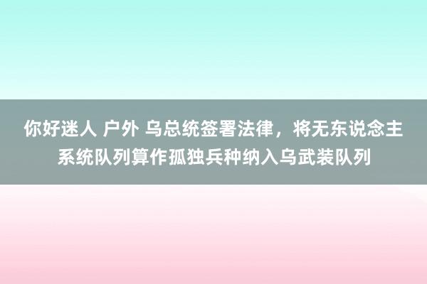 你好迷人 户外 乌总统签署法律，将无东说念主系统队列算作孤独兵种纳入乌武装队列