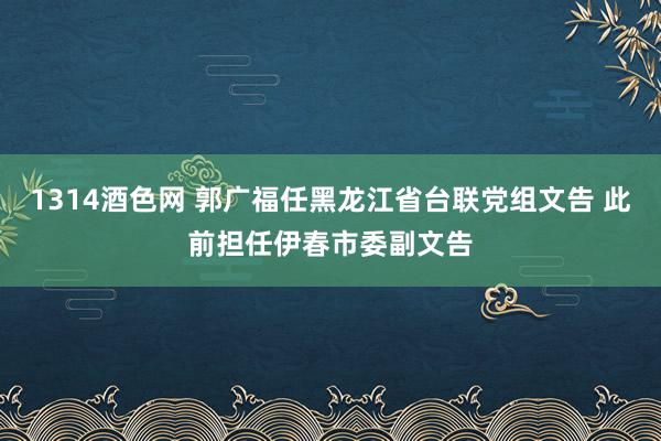 1314酒色网 郭广福任黑龙江省台联党组文告 此前担任伊春市委副文告