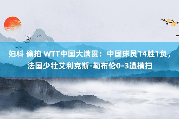 妇科 偷拍 WTT中国大满贯：中国球员14胜1负，法国少壮艾利克斯-勒布伦0-3遭横扫