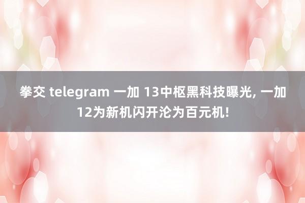 拳交 telegram 一加 13中枢黑科技曝光， 一加12为新机闪开沦为百元机!