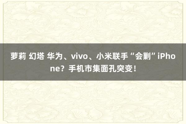 萝莉 幻塔 华为、vivo、小米联手“会剿”iPhone？手机市集面孔突变！