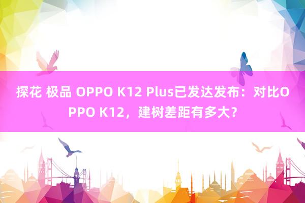 探花 极品 OPPO K12 Plus已发达发布：对比OPPO K12，建树差距有多大？