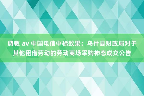 调教 av 中国电信中标效果：乌什县财政局对于其他租借劳动的劳动商场采购神态成交公告