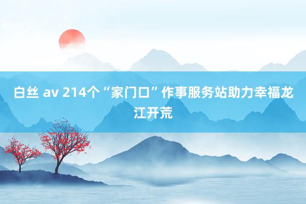 白丝 av 214个“家门口”作事服务站助力幸福龙江开荒