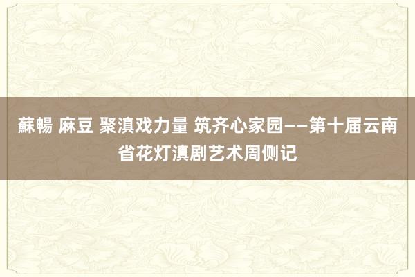 蘇暢 麻豆 聚滇戏力量 筑齐心家园——第十届云南省花灯滇剧艺术周侧记