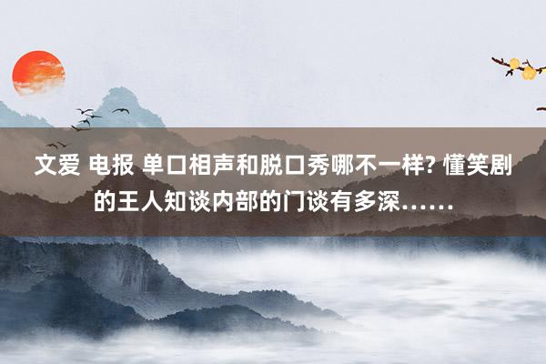 文爱 电报 单口相声和脱口秀哪不一样? 懂笑剧的王人知谈内部的门谈有多深……