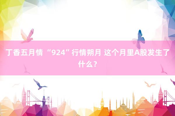 丁香五月情 “924”行情朔月 这个月里A股发生了什么？