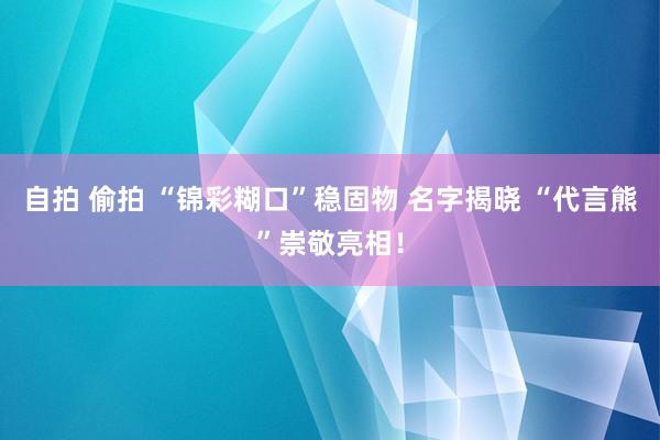 自拍 偷拍 “锦彩糊口”稳固物 名字揭晓 “代言熊”崇敬亮相！