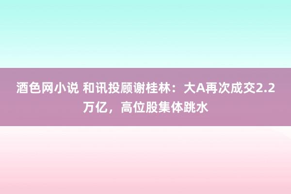 酒色网小说 和讯投顾谢桂林：大A再次成交2.2万亿，高位股集体跳水