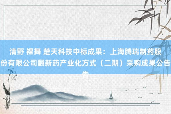 清野 裸舞 楚天科技中标成果：上海腾瑞制药股份有限公司翻新药产业化方式（二期）采购成果公告