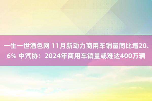 一生一世酒色网 11月新动力商用车销量同比增20.6% 中汽协：2024年商用车销量或难达400万辆