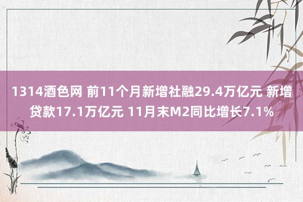 1314酒色网 前11个月新增社融29.4万亿元 新增贷款17.1万亿元 11月末M2同比增长7.1%