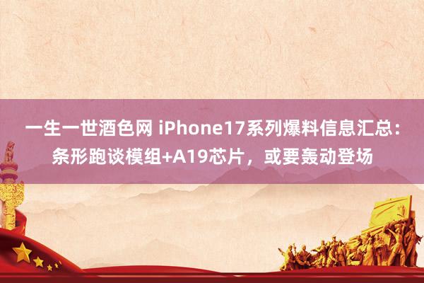 一生一世酒色网 iPhone17系列爆料信息汇总：条形跑谈模组+A19芯片，或要轰动登场