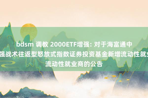 bdsm 调教 2000ETF增强: 对于海富通中证2000增强战术往返型怒放式指数证券投资基金新增流动性就业商的公告