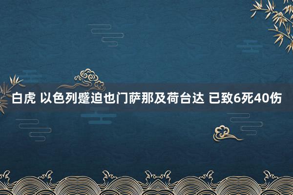 白虎 以色列蹙迫也门萨那及荷台达 已致6死40伤