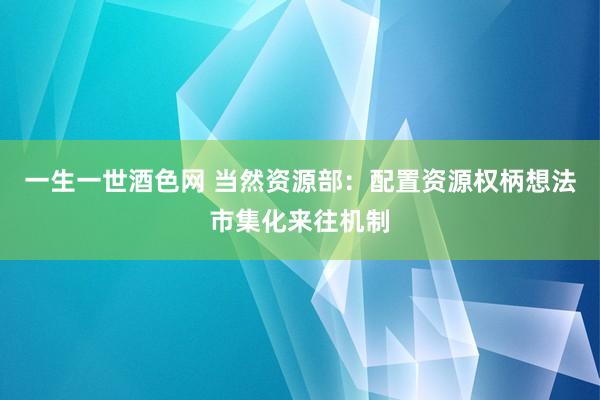 一生一世酒色网 当然资源部：配置资源权柄想法市集化来往机制