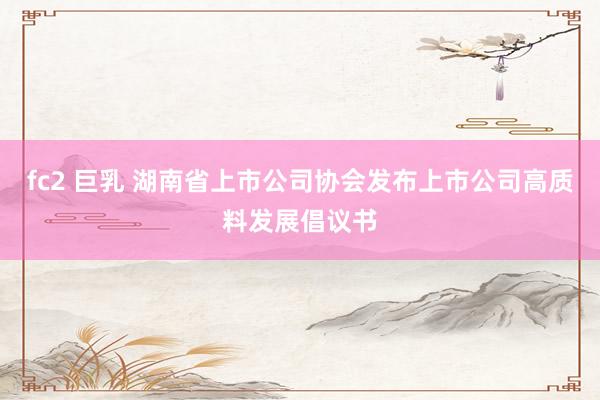 fc2 巨乳 湖南省上市公司协会发布上市公司高质料发展倡议书