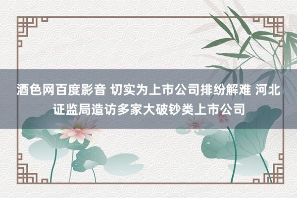 酒色网百度影音 切实为上市公司排纷解难 河北证监局造访多家大破钞类上市公司