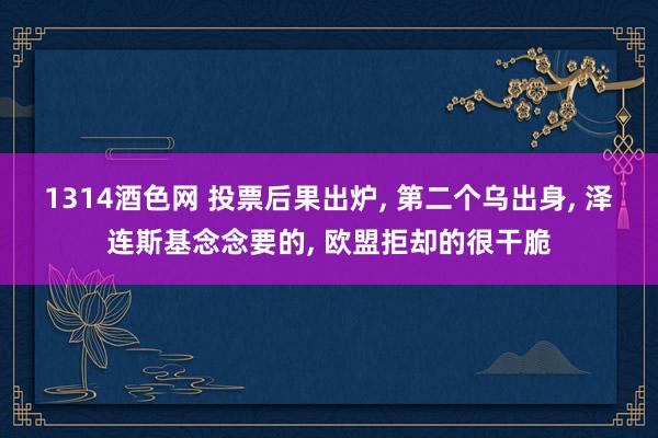 1314酒色网 投票后果出炉， 第二个乌出身， 泽连斯基念念要的， 欧盟拒却的很干脆