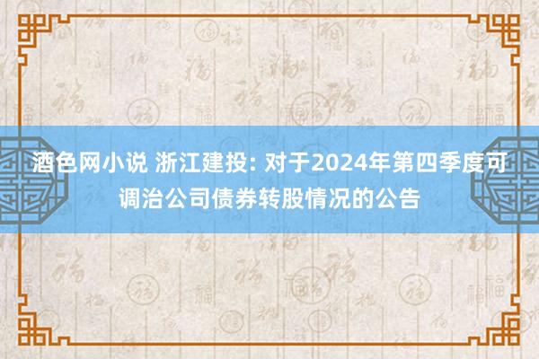 酒色网小说 浙江建投: 对于2024年第四季度可调治公司债券转股情况的公告