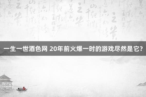 一生一世酒色网 20年前火爆一时的游戏尽然是它？