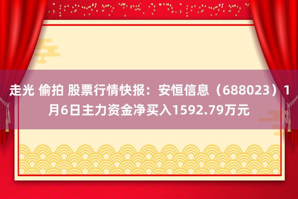 走光 偷拍 股票行情快报：安恒信息（688023）1月6日主力资金净买入1592.79万元