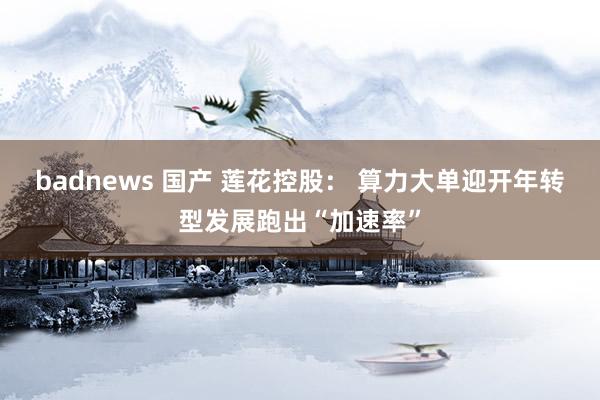 badnews 国产 莲花控股： 算力大单迎开年转型发展跑出“加速率”