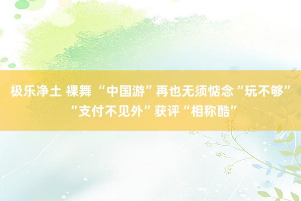 极乐净土 裸舞 “中国游”再也无须惦念“玩不够” “支付不见外”获评“相称酷”